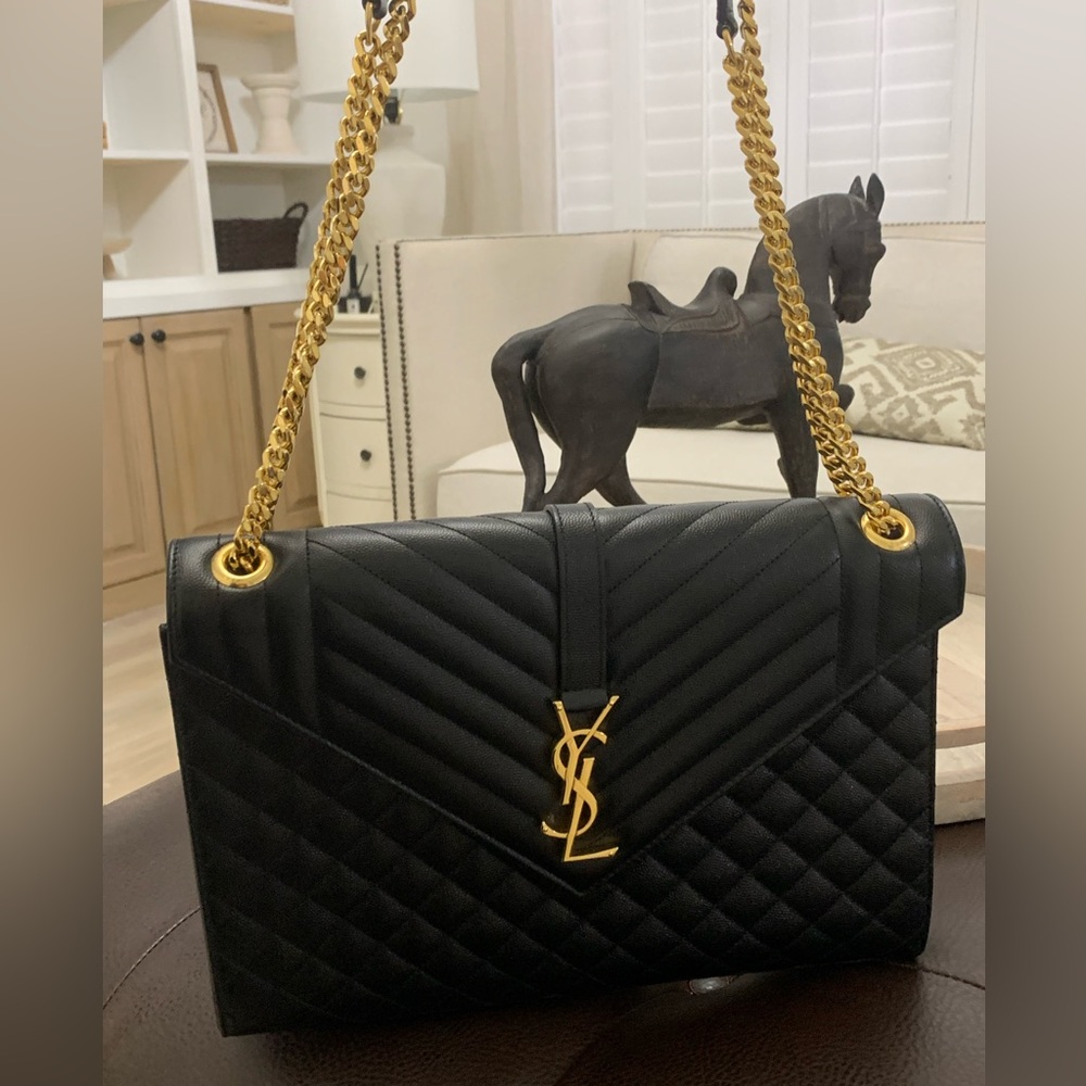 Saint Laurent Large Envelope Calfskin Shoulder Bag - Picture 2 of 16